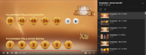 Archiv výsledků loterie na Youtube kanálu Sazky