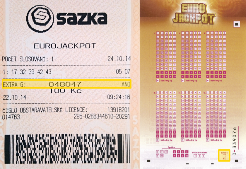 Doplňková hra na tiketu a sázence loterie EuroJackpot
